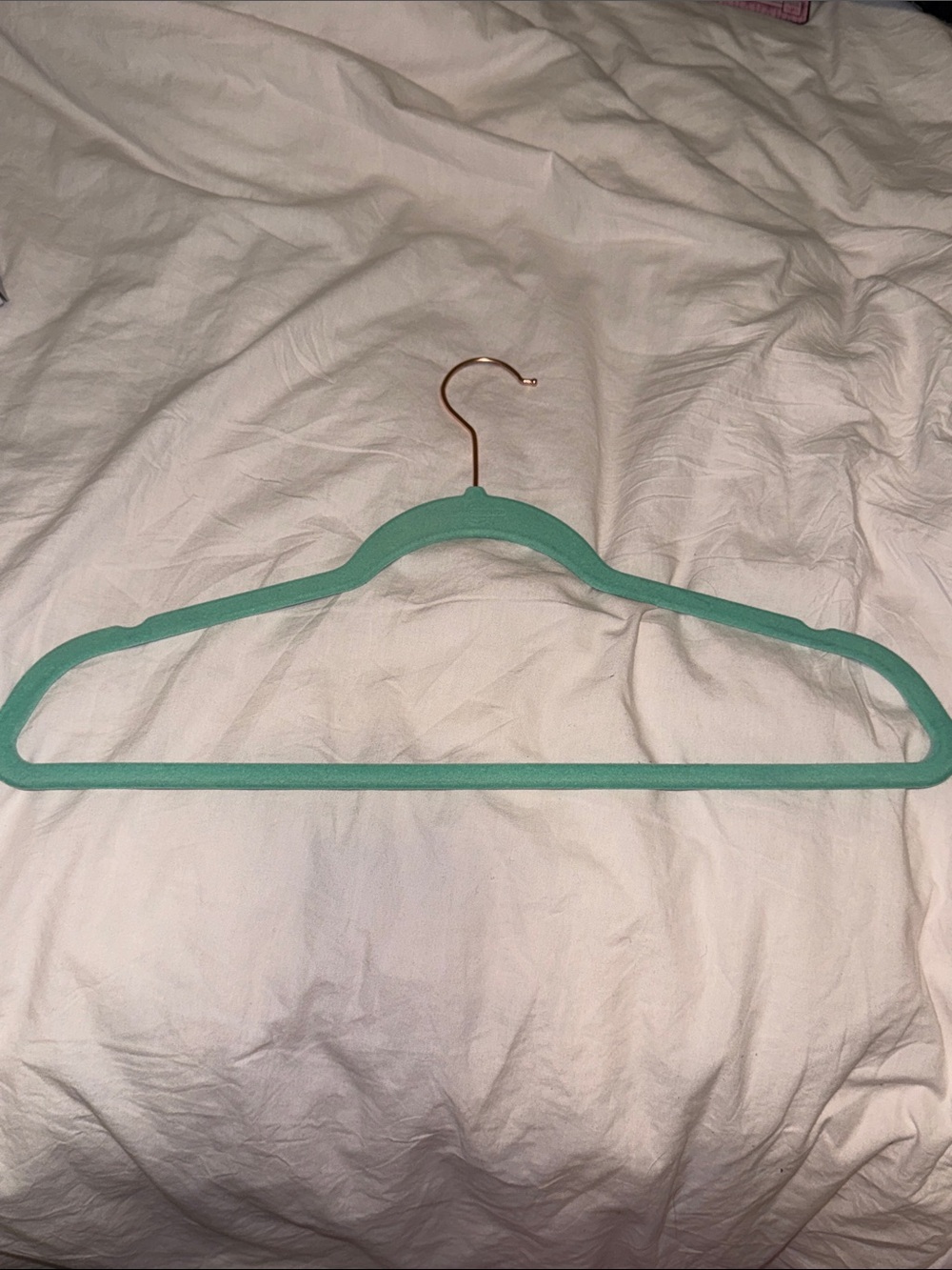 Mint Green Velvet Non-Slip Clothes Hanger with Rose Gold Hook Pack of 17